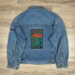 Rare Vintage 1995 Adidas NCAA Seattle Final Four Trucker Denim Jacket Men’s XL